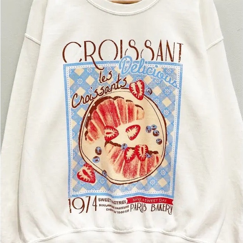 Croissant in Paris Oversized Sweatshirt